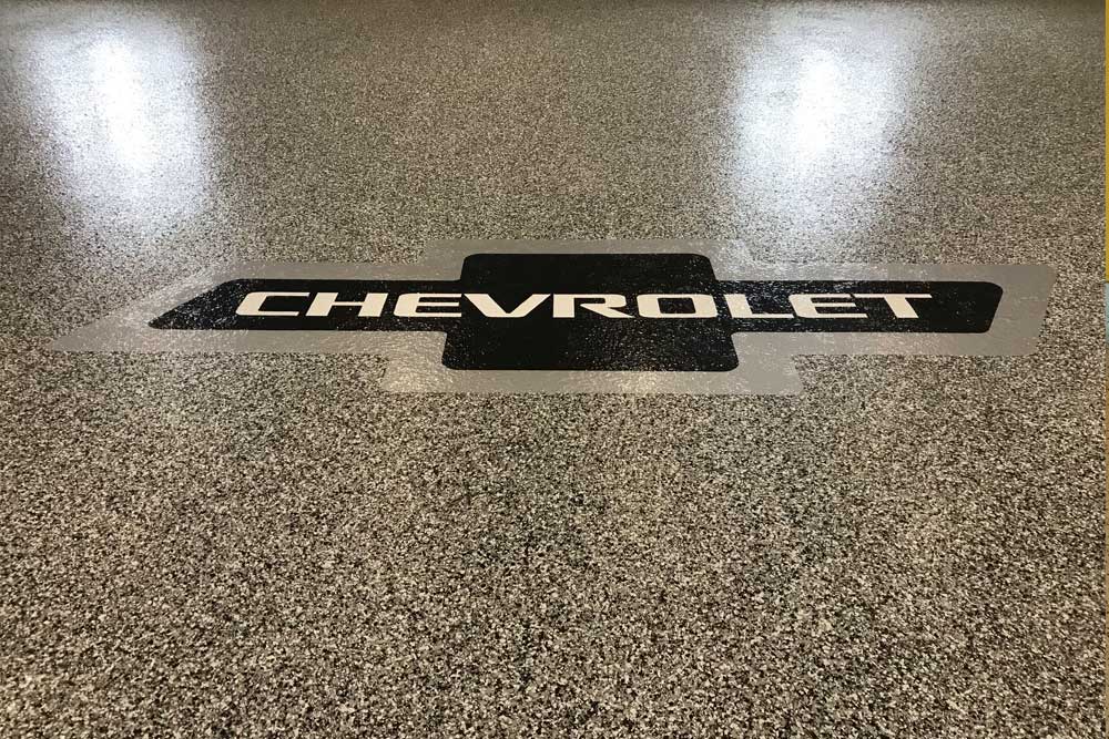 Chevrolet Logo on Garage Floor Winnipeg