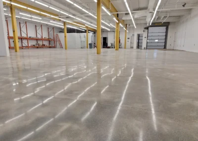 Polished concrete floors in an indoor commercial space in Winnipeg.